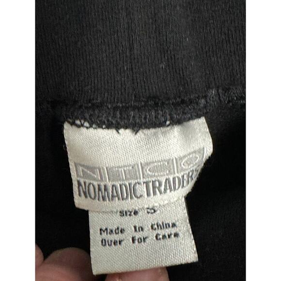Nomadic Traders Sz S Pull On Black Cropped Pants Button Hem Stretchy Artsy boho - Picture 3 of 7